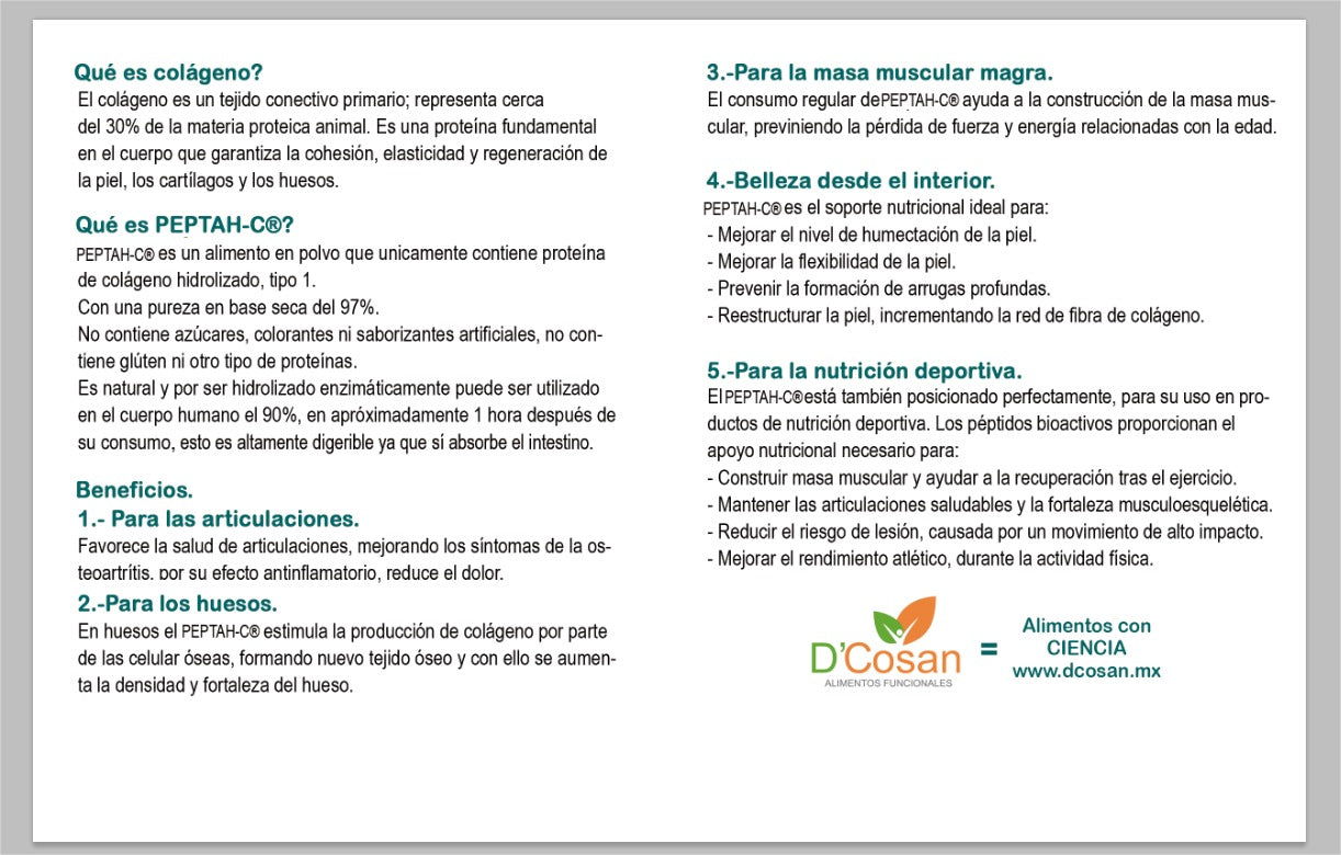 Colágeno Hidrolizado Peptah- C 500 gr