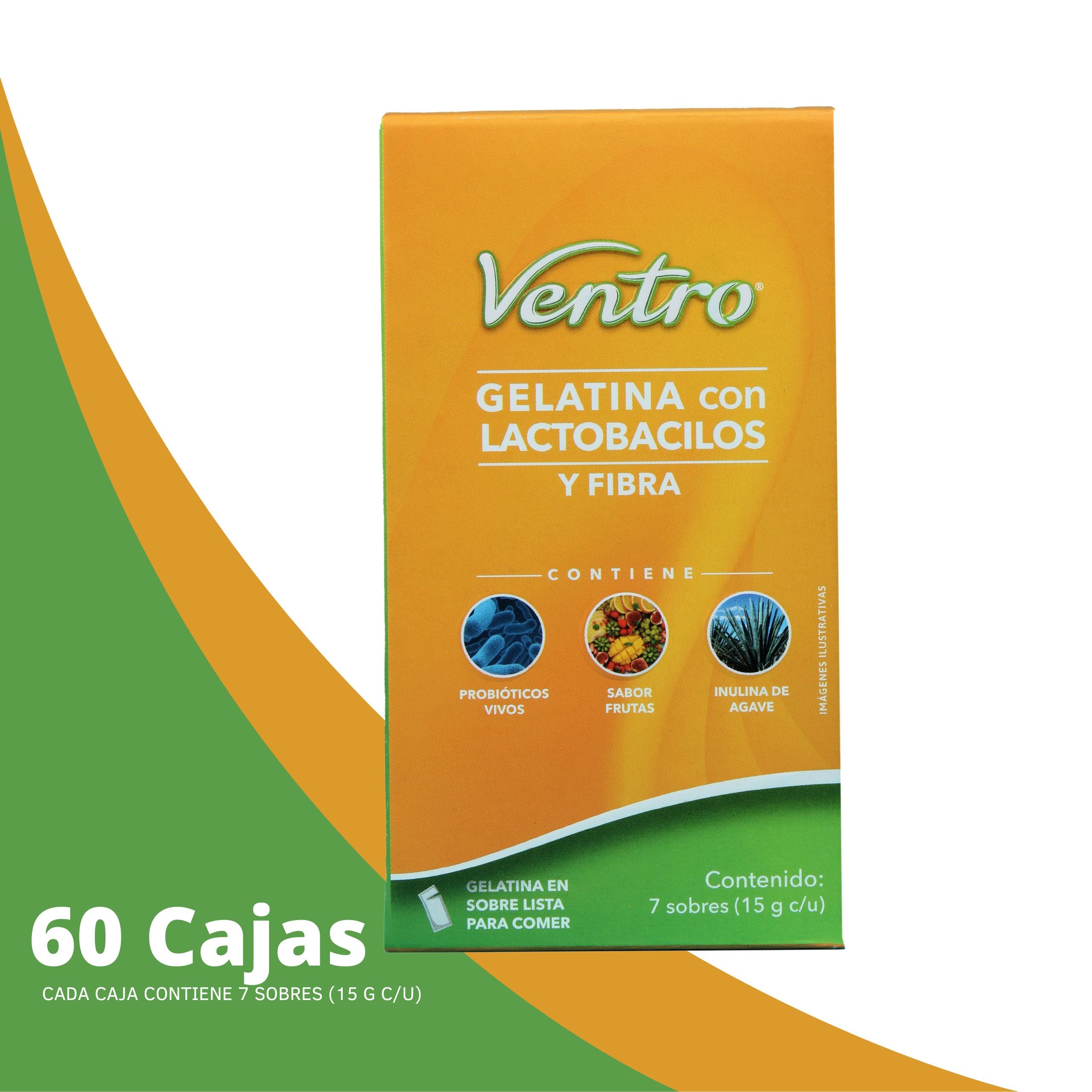 VENTRO® Sobres de Gelatina con Probióticos y Prebióticos (Ready to eat) / 60 Cajas
